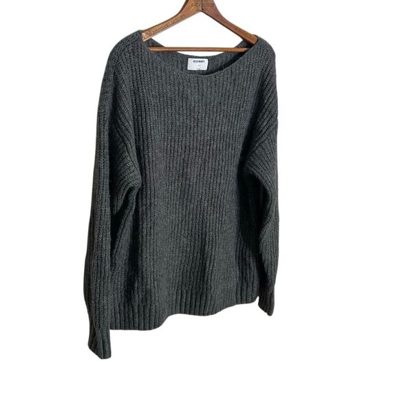 Old Navy Slouchy Cozy Boat Neck Knit Pullover Sweater Charcoal Gray Size XL - Picture 3 of 8